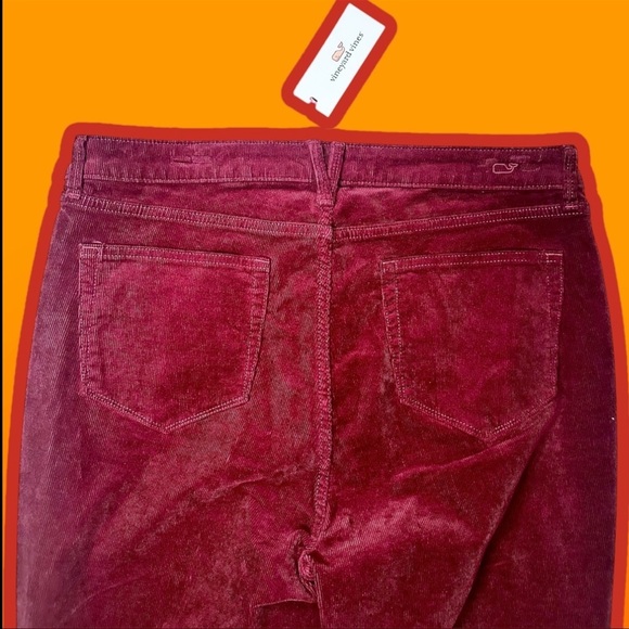 NWT Vineyard Vines Kick-Flare High-Rise Corduroy Pants in “Crimson” Red Size 32 - Picture 6 of 9